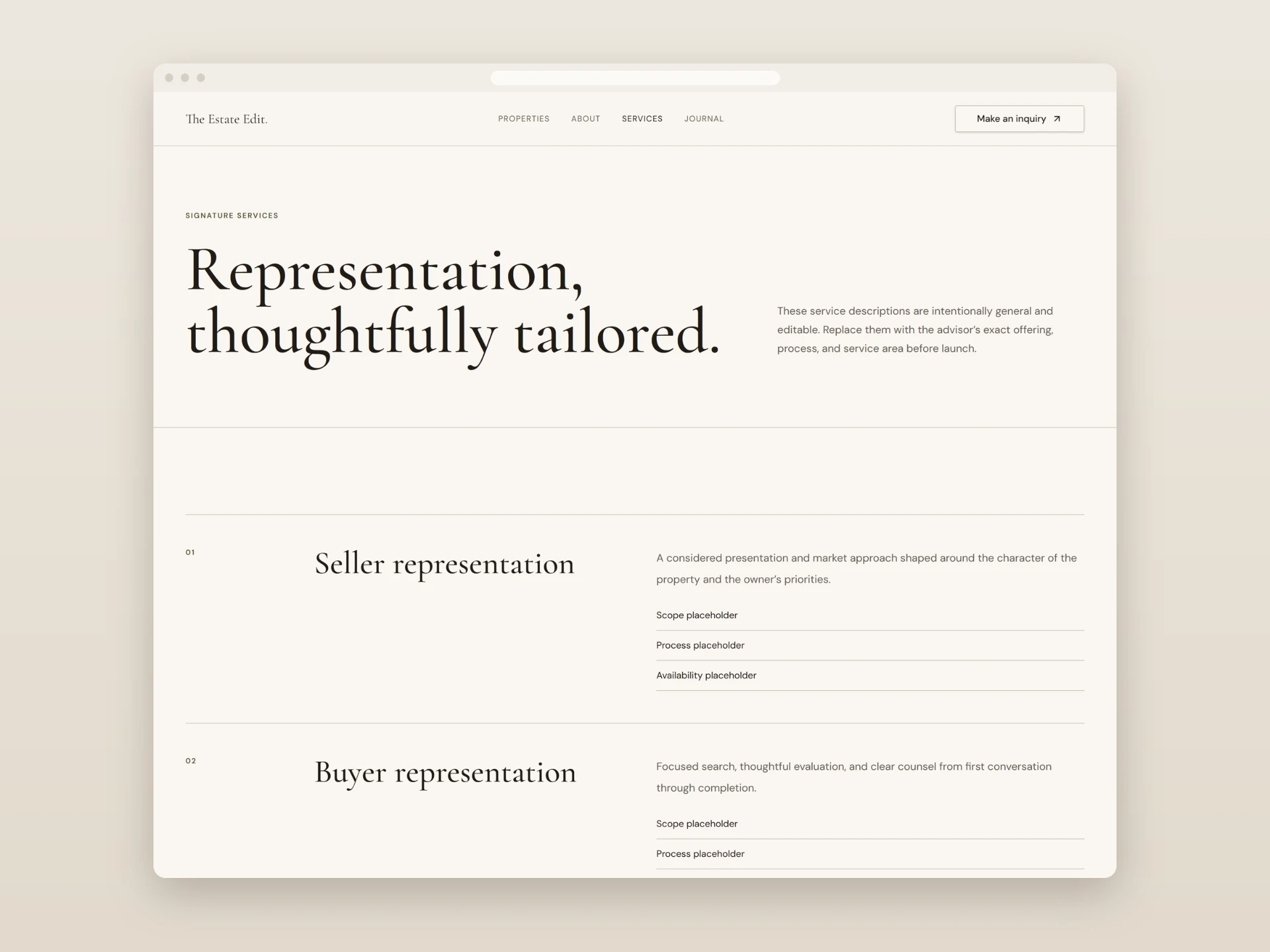 The Estate Edit services page