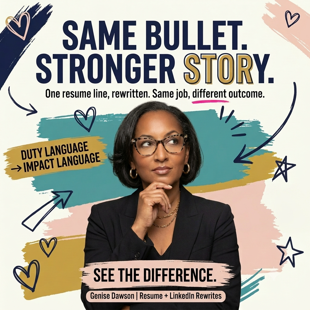 Genise Dawson, Resume & LinkedIn Rewrites: same bullet, stronger story.